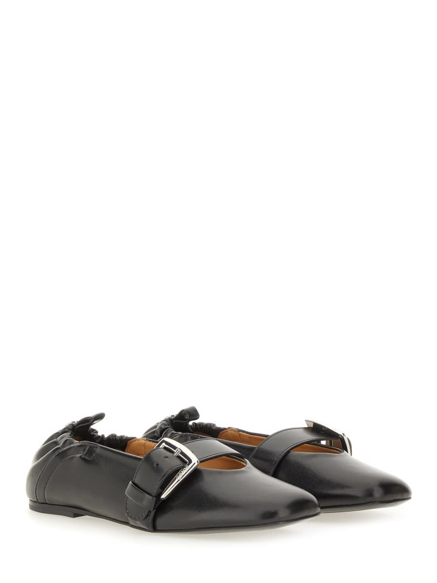 Ganni Ballerina With Buckle Strap In Black