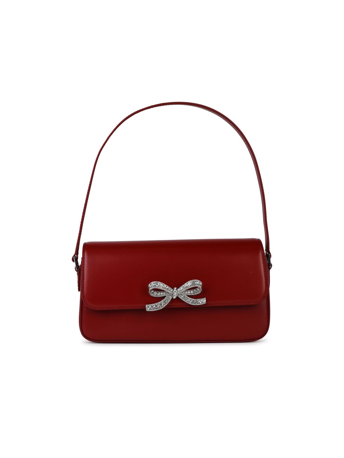 Shop Self-portrait Fiocco Red Smooth Leather Bag