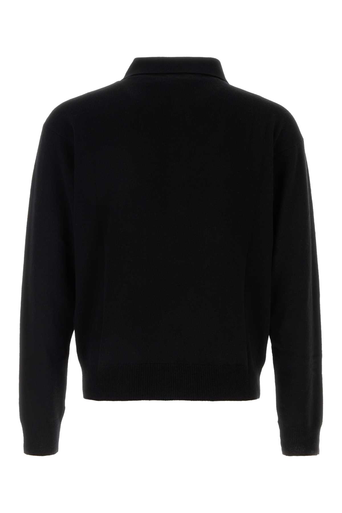 Saint Laurent Wool Polo Sweater In Black