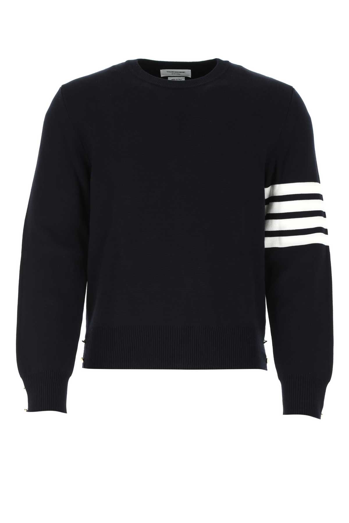 Shop Thom Browne Midnight Blue Cotton Sweater In 415