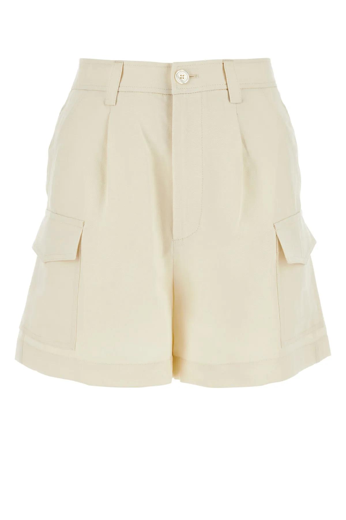 Shop Woolrich Ivory Viscose Blend Shorts In Bianco