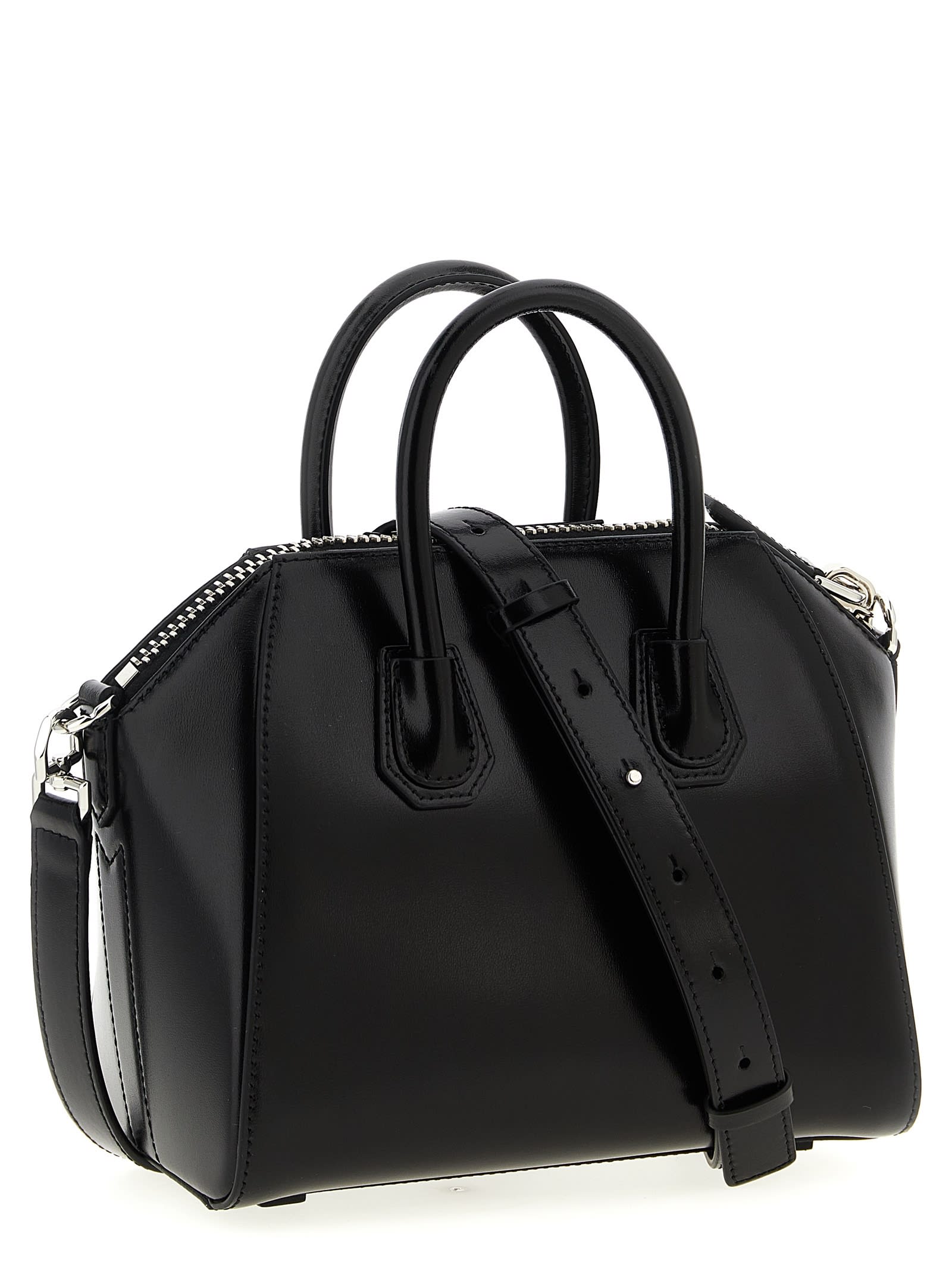 Givenchy Mini Antigona Box Two-way Leather Tote Bag In Black