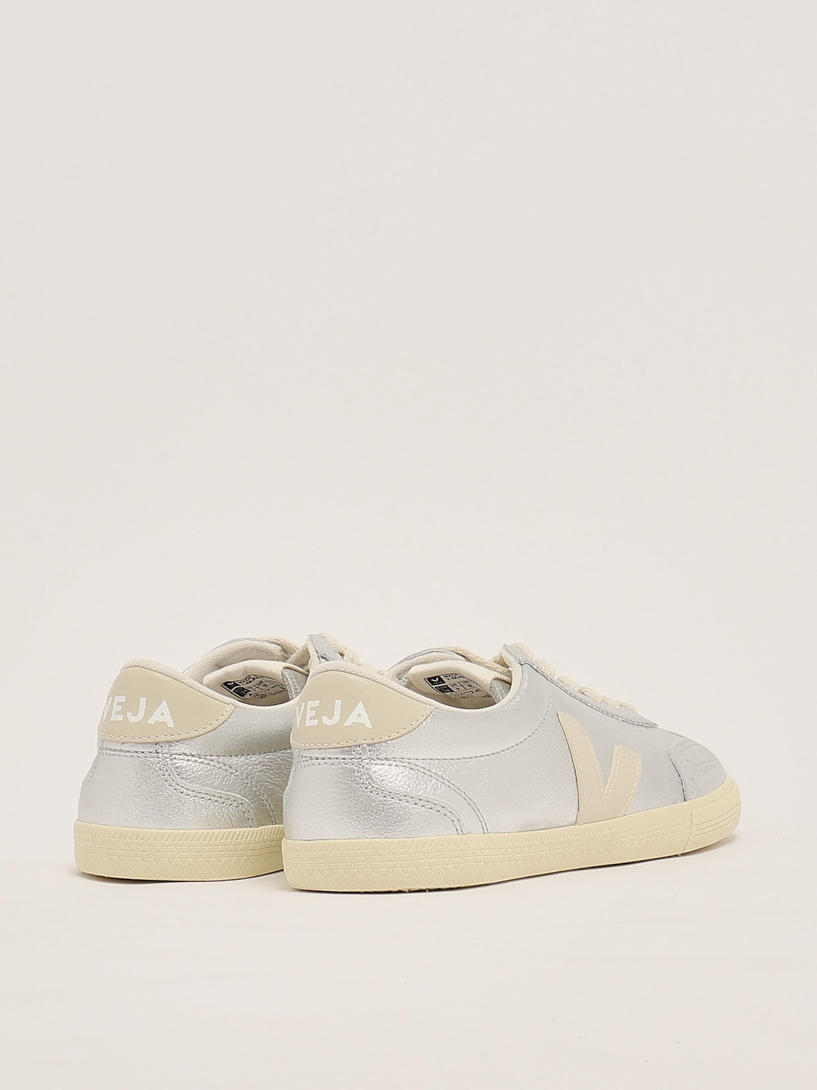 Veja Low-top Metallic Finish Rubber Sole Sneaker In Silver