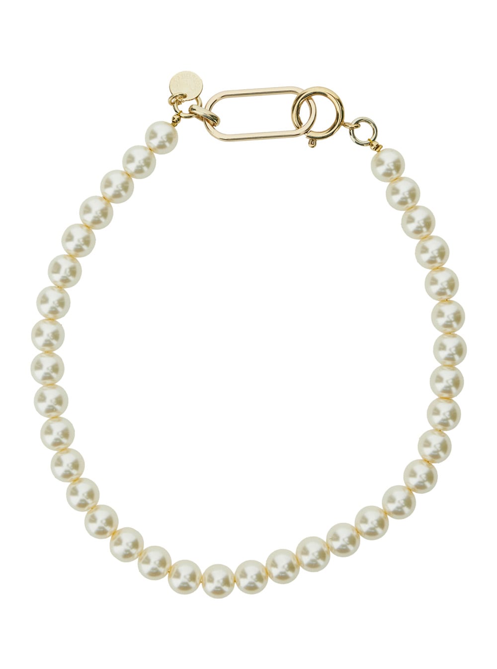 White Necklace With Pearls And Lobster Clasp In Glass And Metal Woman