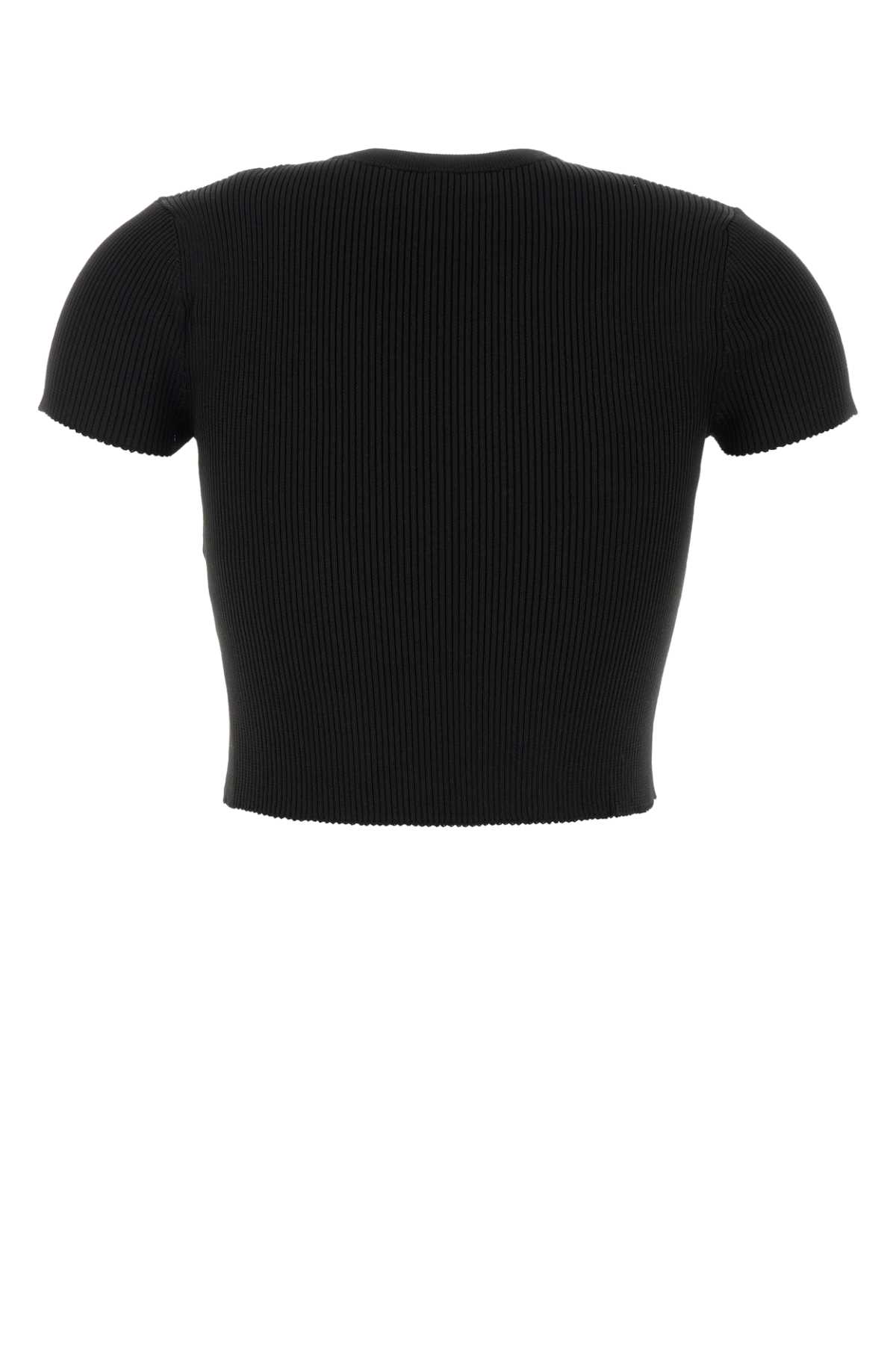 Givenchy Short-sleeved Knitted Cropped Top In Black