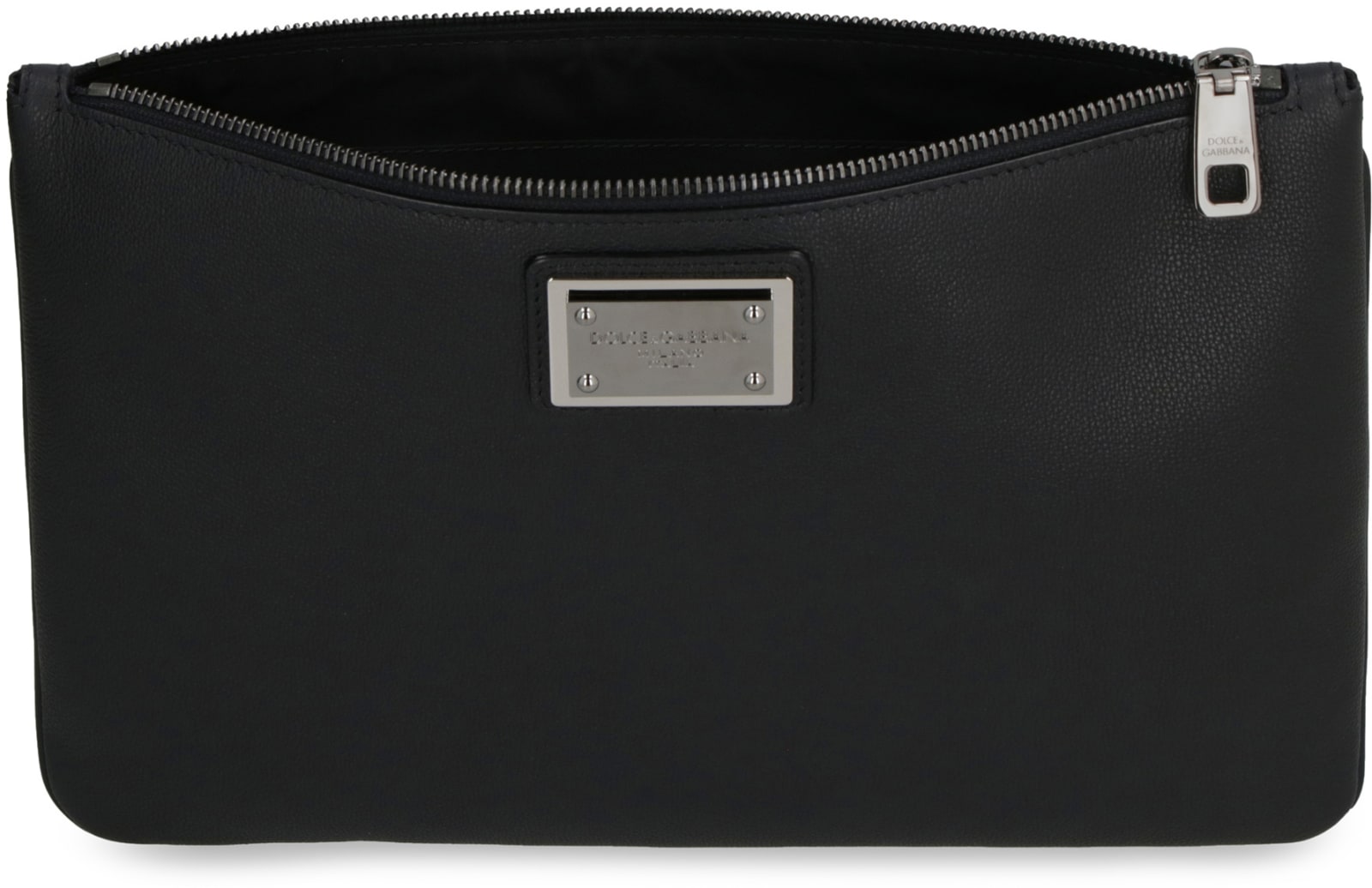 Shop Dolce & Gabbana Logo Detail Flat Leather Pouch In Black