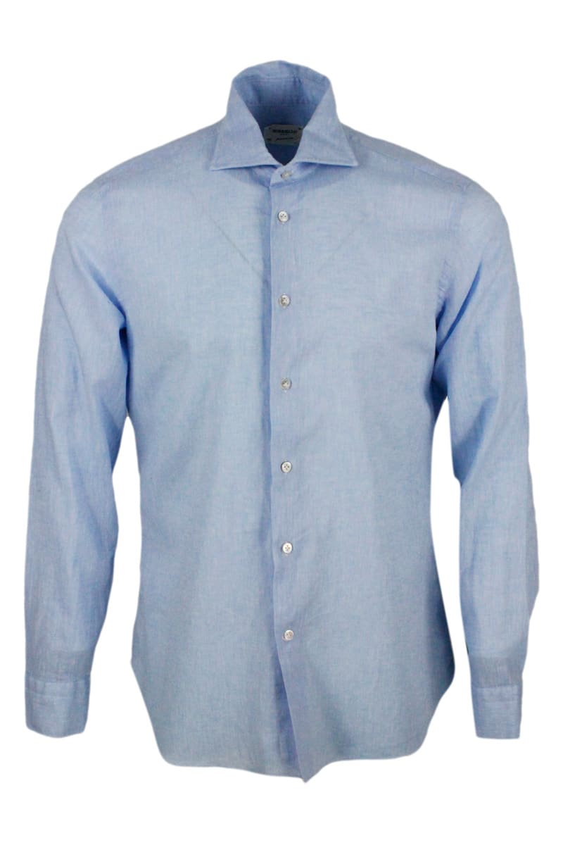 Borriello Napoli Light Shirt In Slub Cotton And Linen