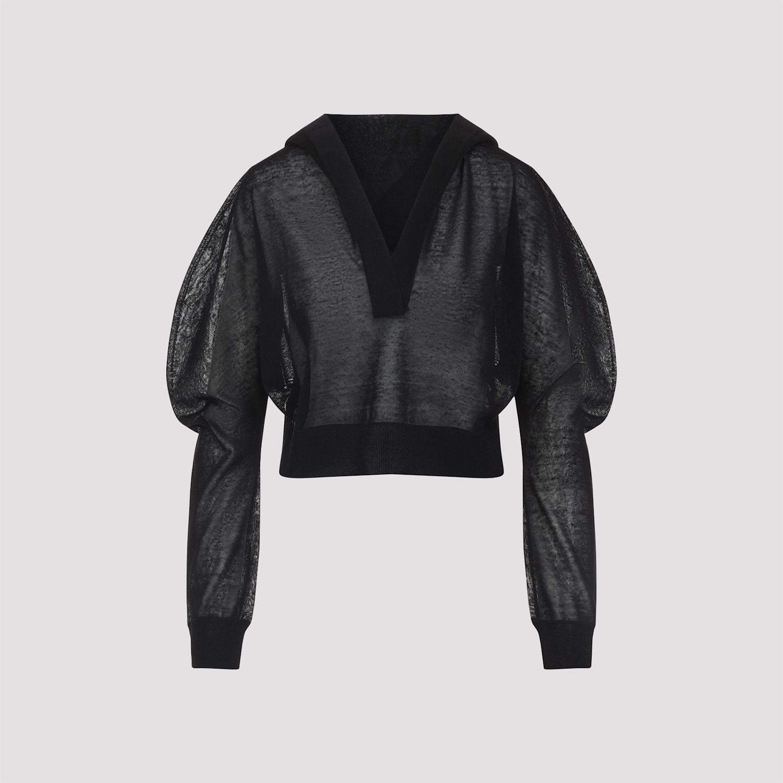 Alaïa Long-sleeved Linen And Silk Hooded Top In Black