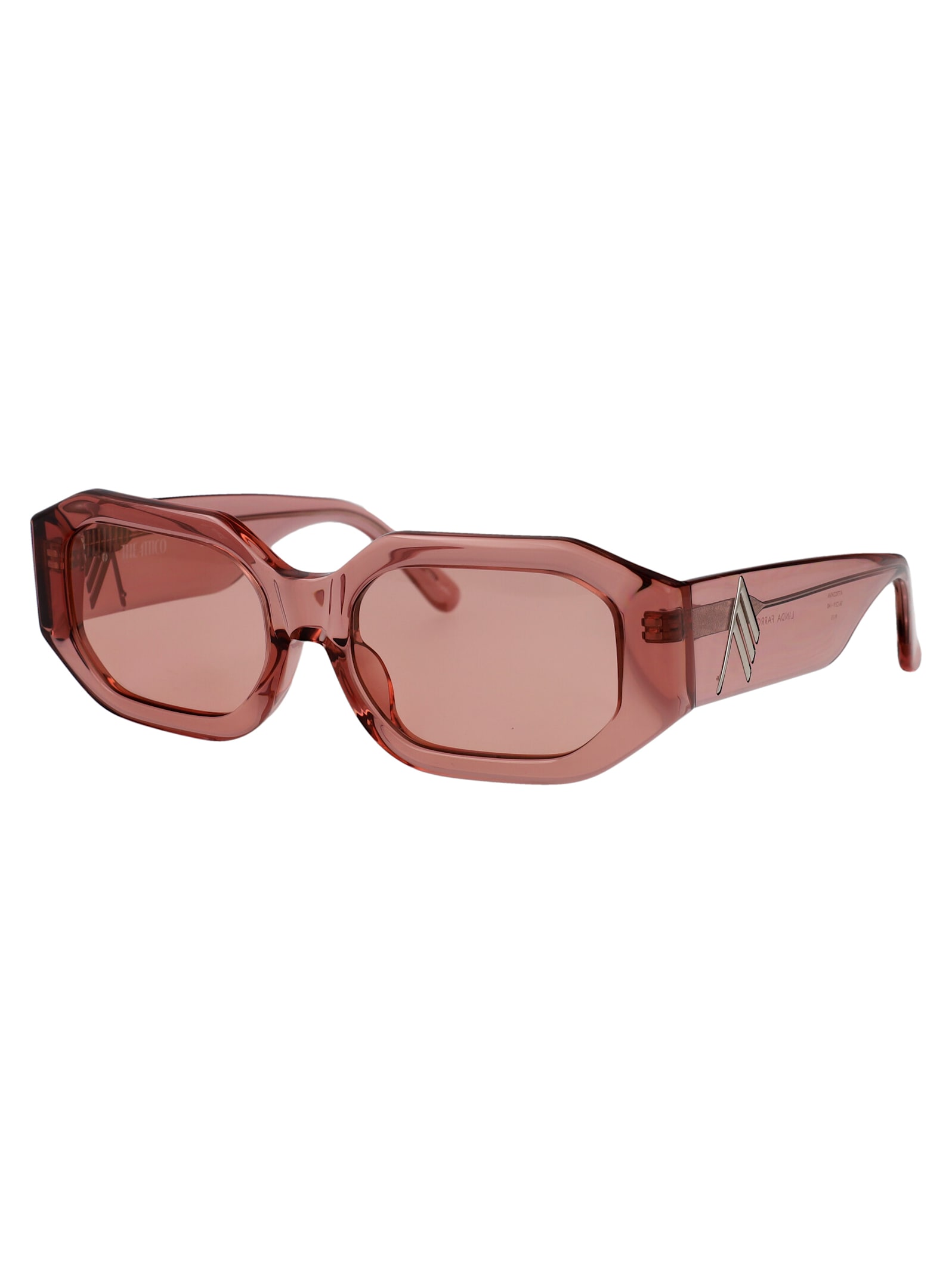 Attico Sunglasses In Rose-pink Acrylic In Peach/silver/peach