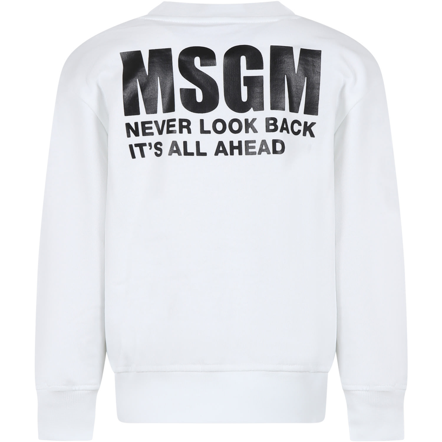 Msgm White Sweatshirt For Kids With Logo