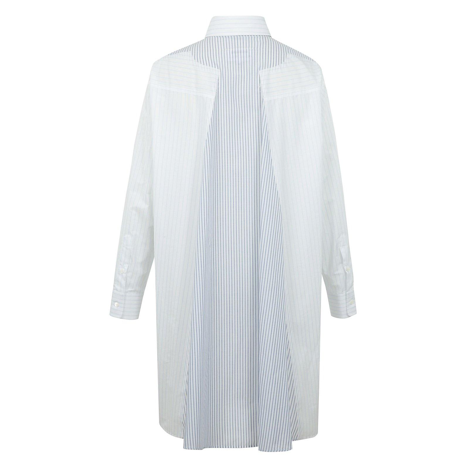 Mm6 Maison Margiela Striped Buttoned Shirt Dress In Blue