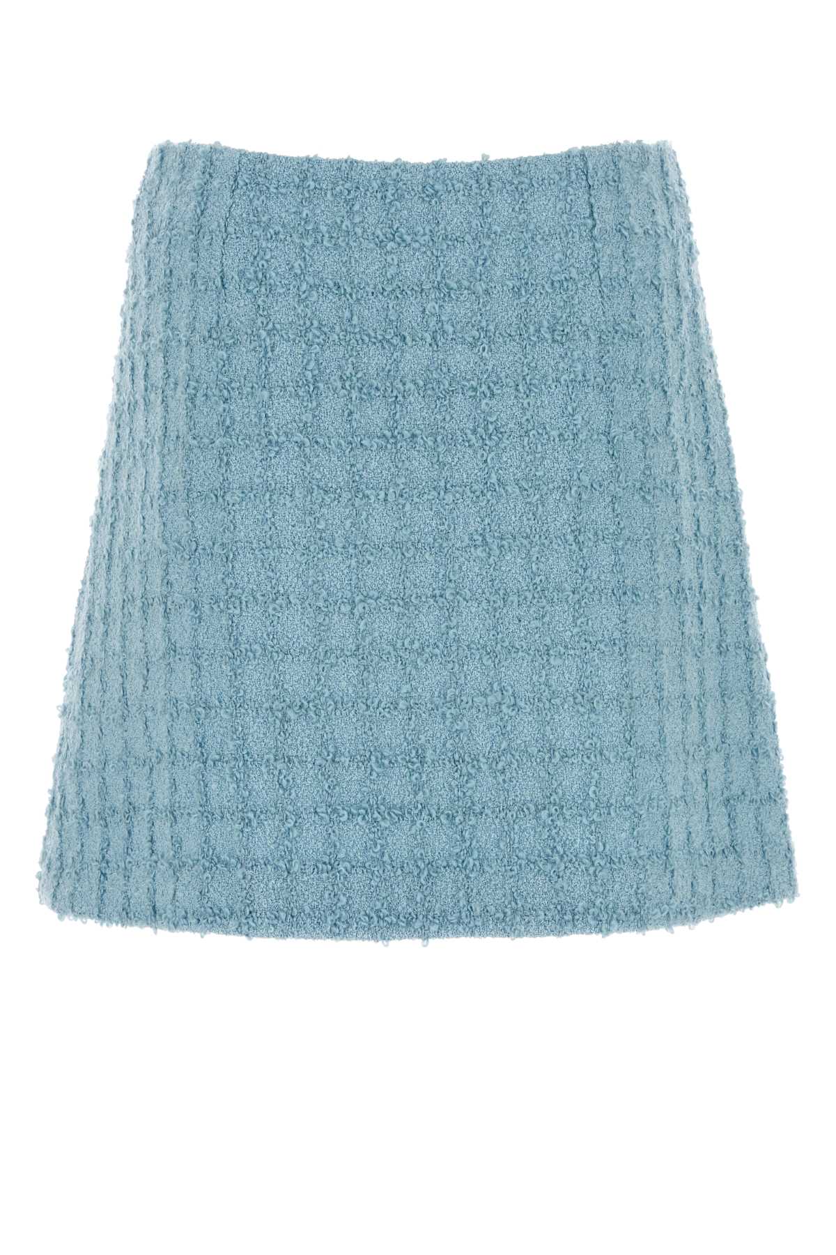 Shop Versace Light-blue Boucle Mini Skirt In Paleblue
