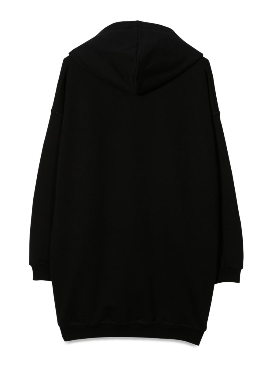 Shop Dsquared2 Over Hooded Sweatshirt Dress In Black