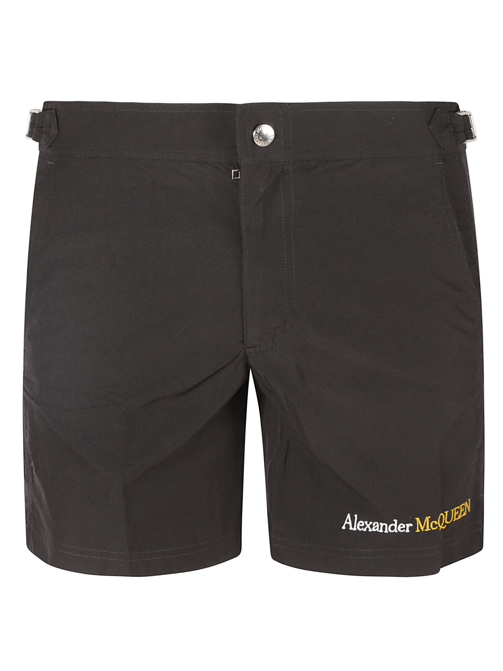 Alexander Mcqueen Logo Fitted Shorts In Black/gold
