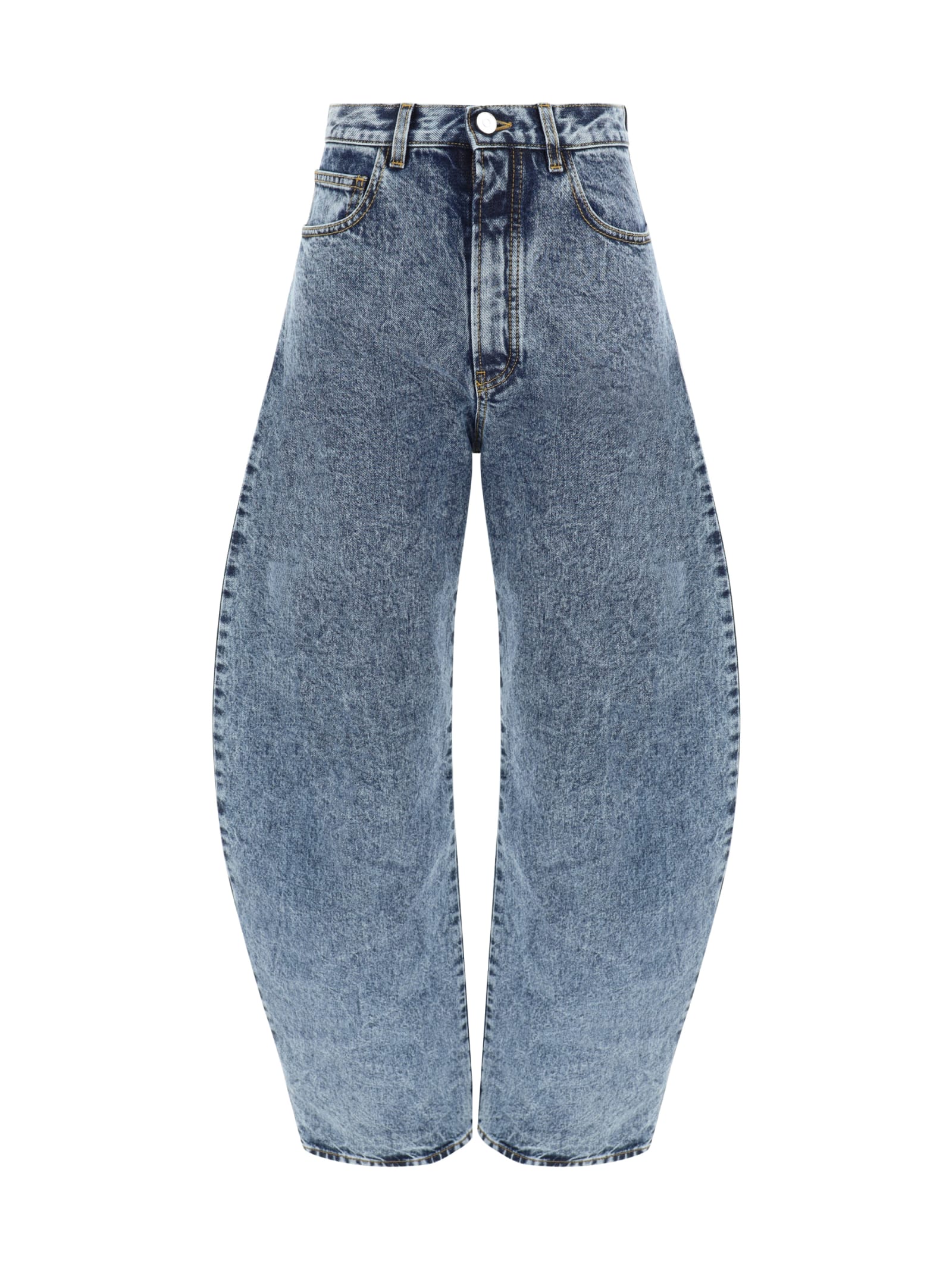 Shop Alaïa Round Jeans In Bleu Neige