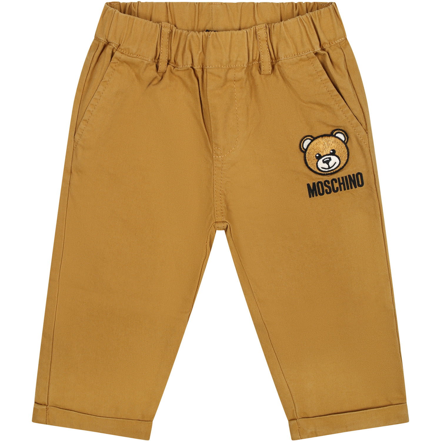 Moschino Brown Trousers For Baby Boy With Teddy Bear And Logo