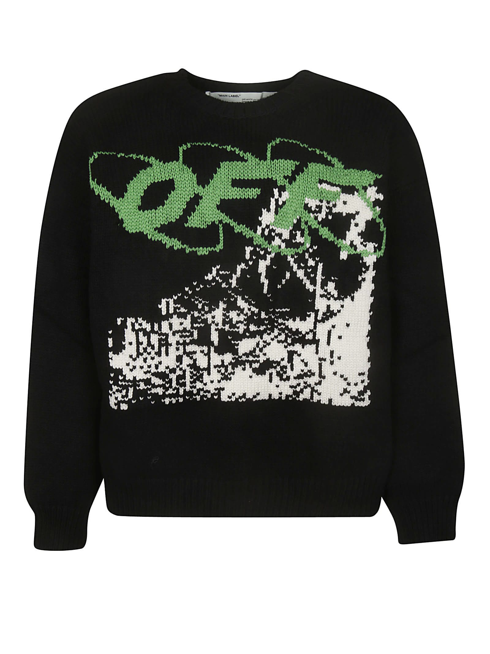 Off-white Ruined Factory Knit Sweater In Black White