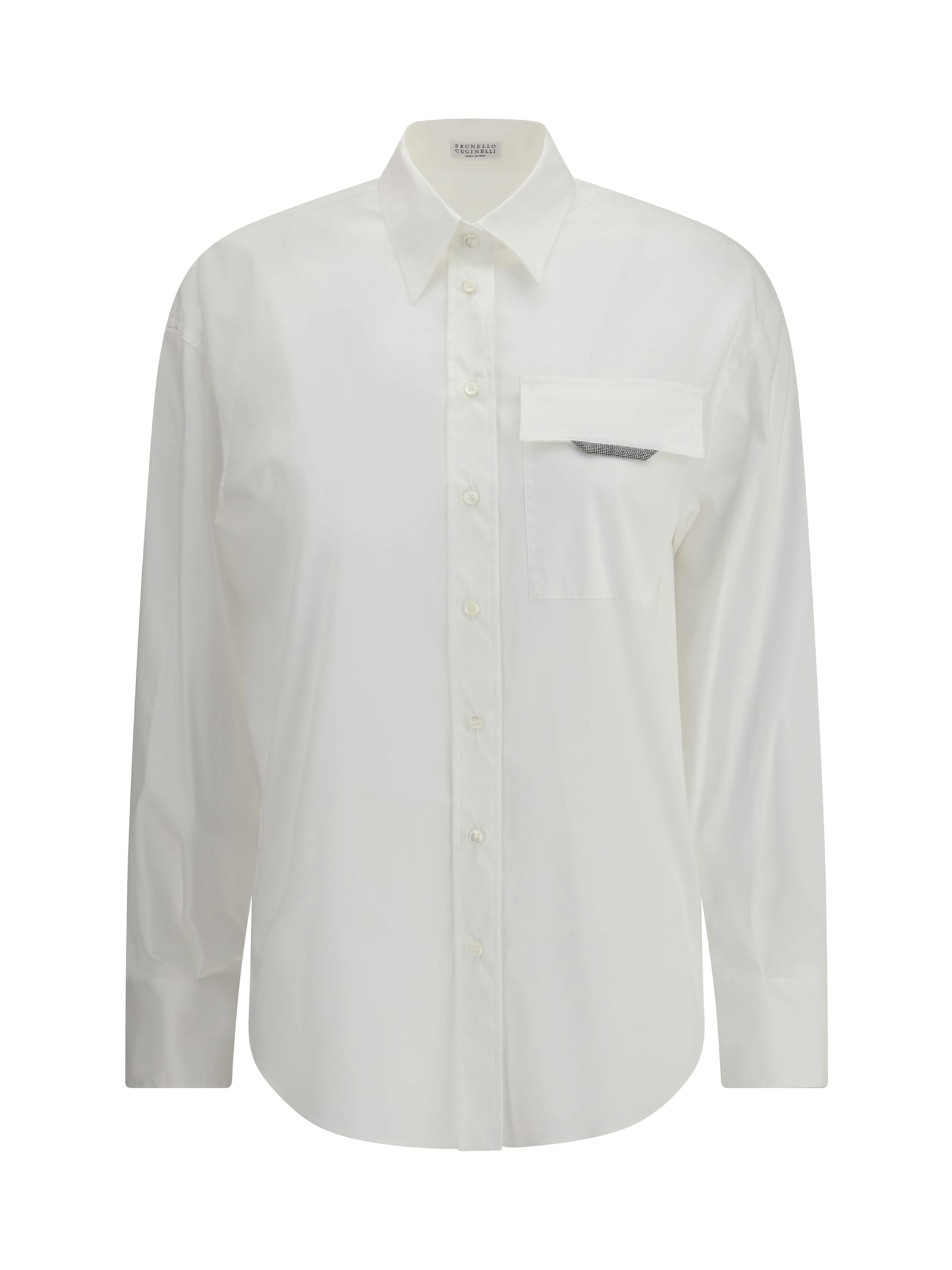 Brunello Cucinelli Cotton Poplin Shirt In Neutral