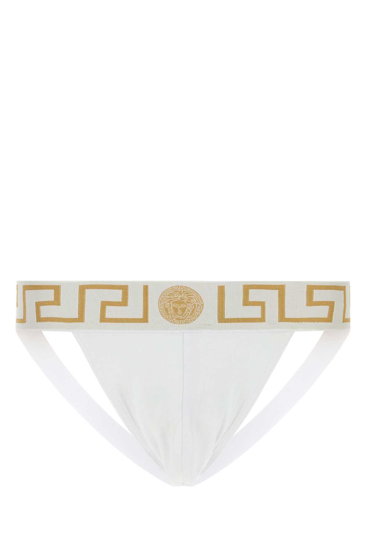 VERSACE WHITE STRETCH COTTON BRIEF