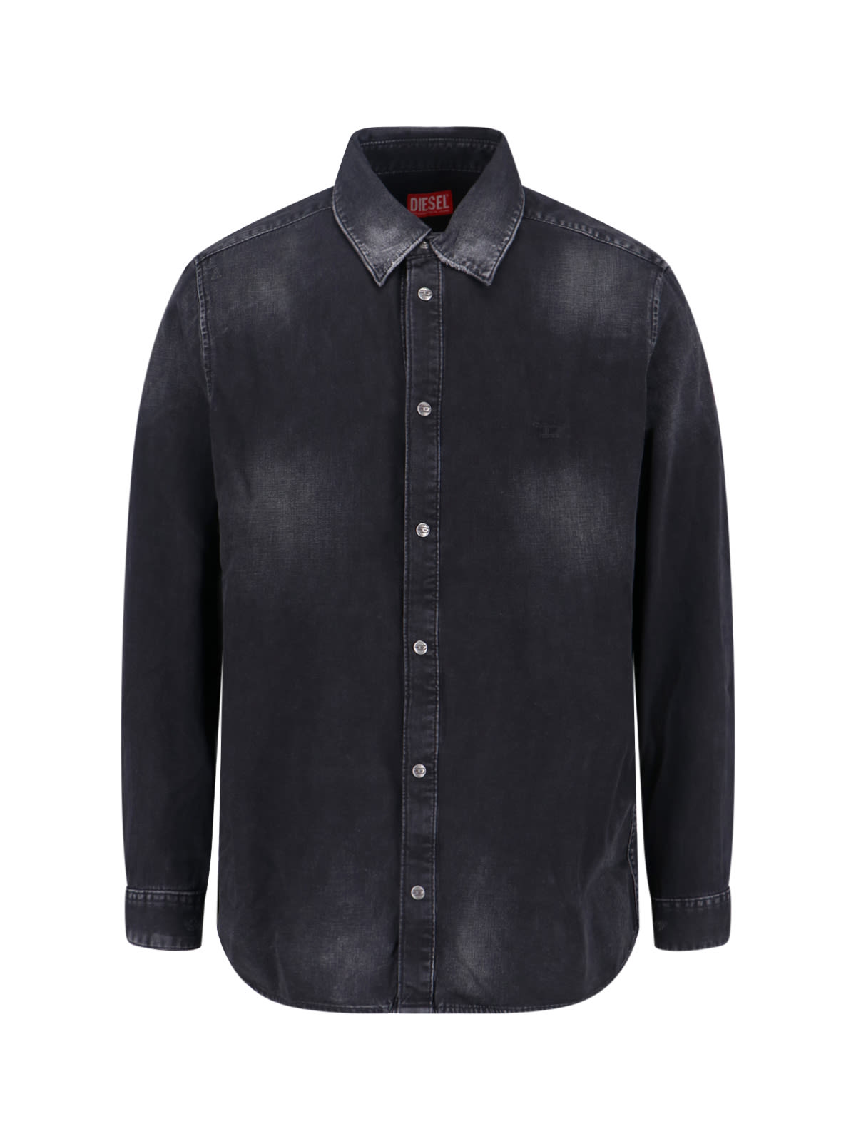 Diesel Long Sleeve Shirt With Point Collar And Buttoned Cuffs In Black