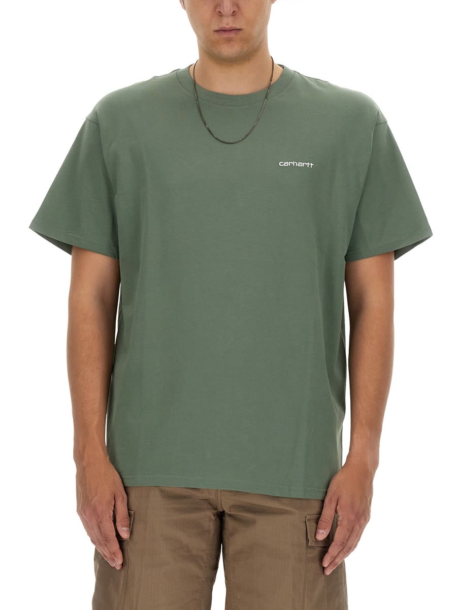Carhartt T-shirt With Logo Embroidery In Green