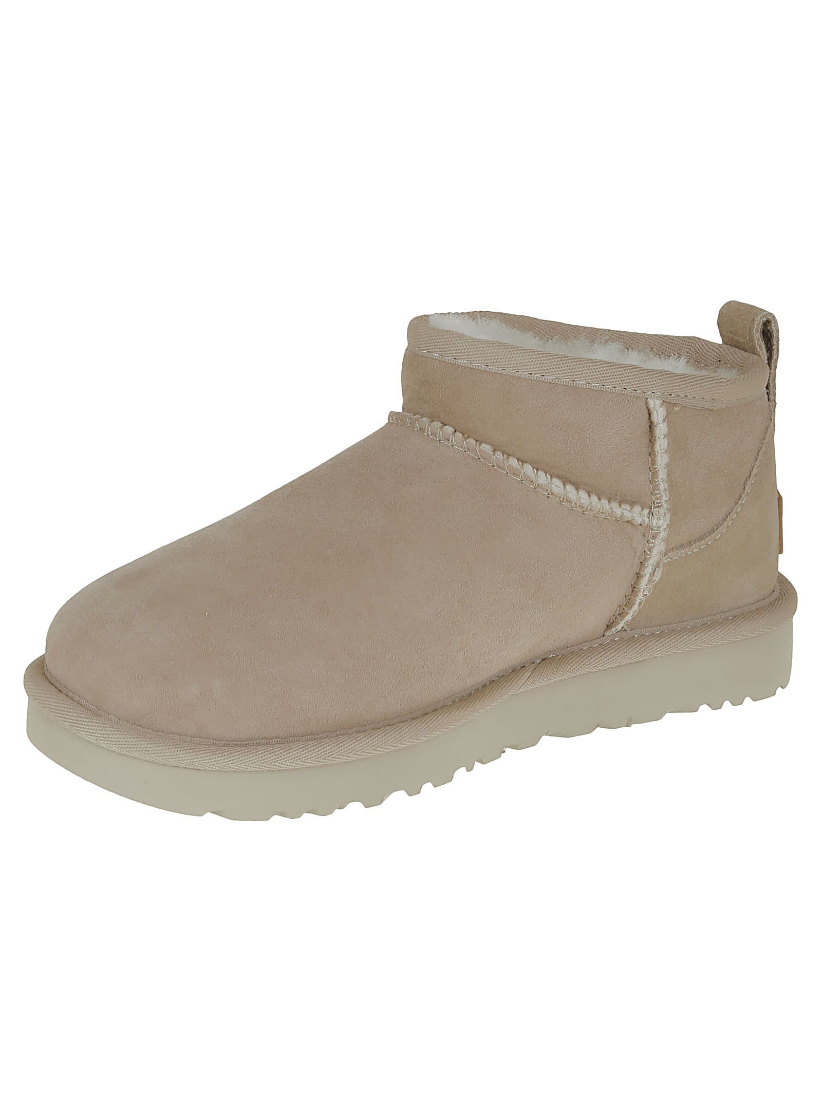 Ugg Sheepskin And Suede Ultra Mini Boots In Gray