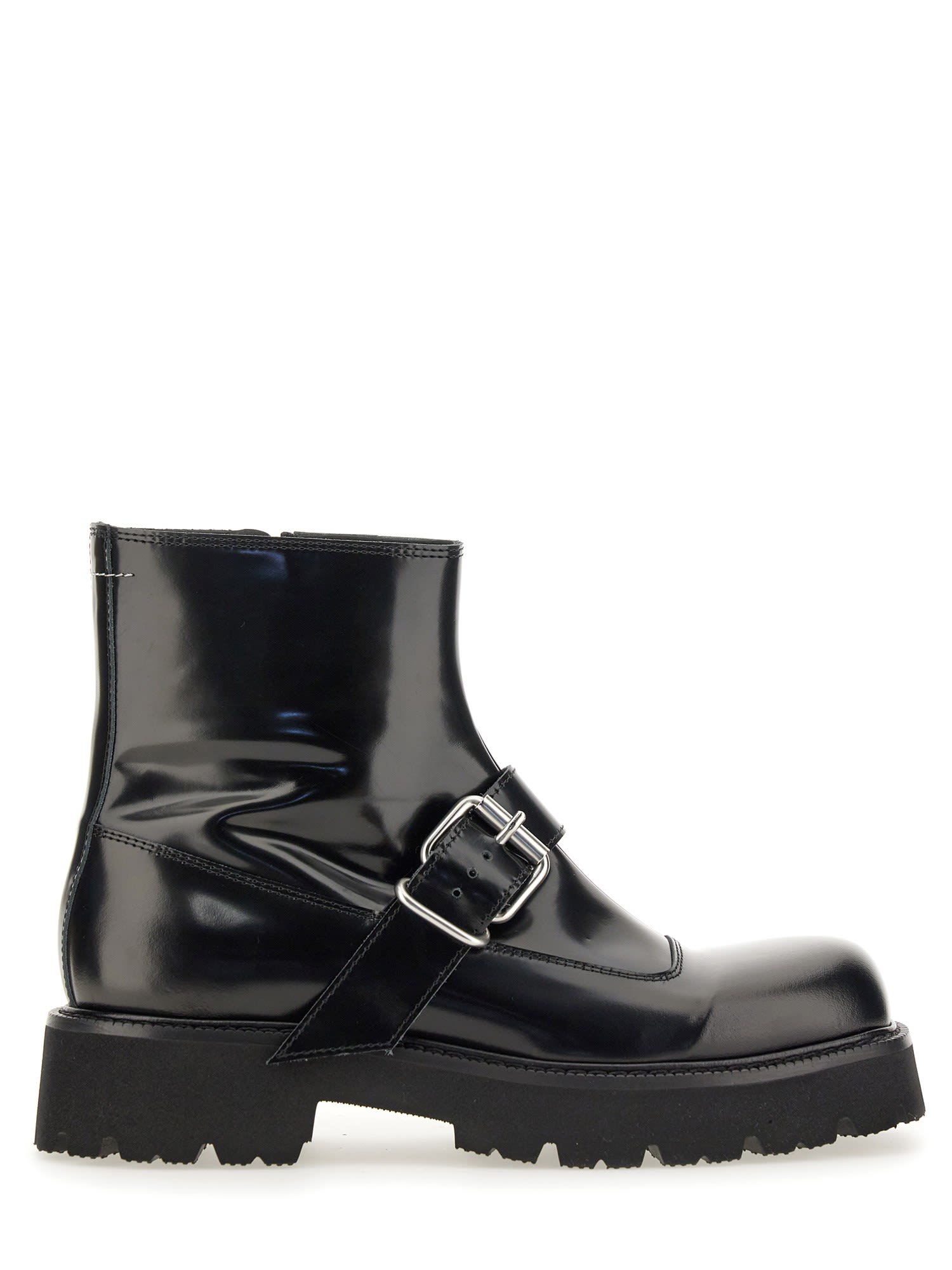 Shop Mm6 Maison Margiela Buckle Boot In Black