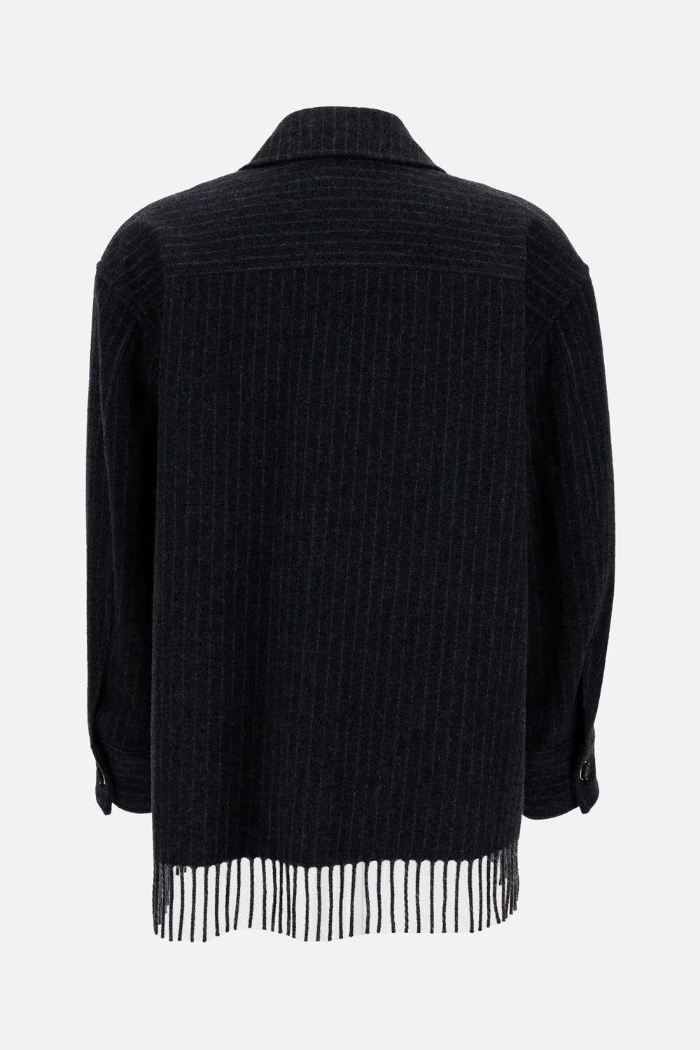 Durazzi Milano Pinstripe Overshirt Coats Grey In Black