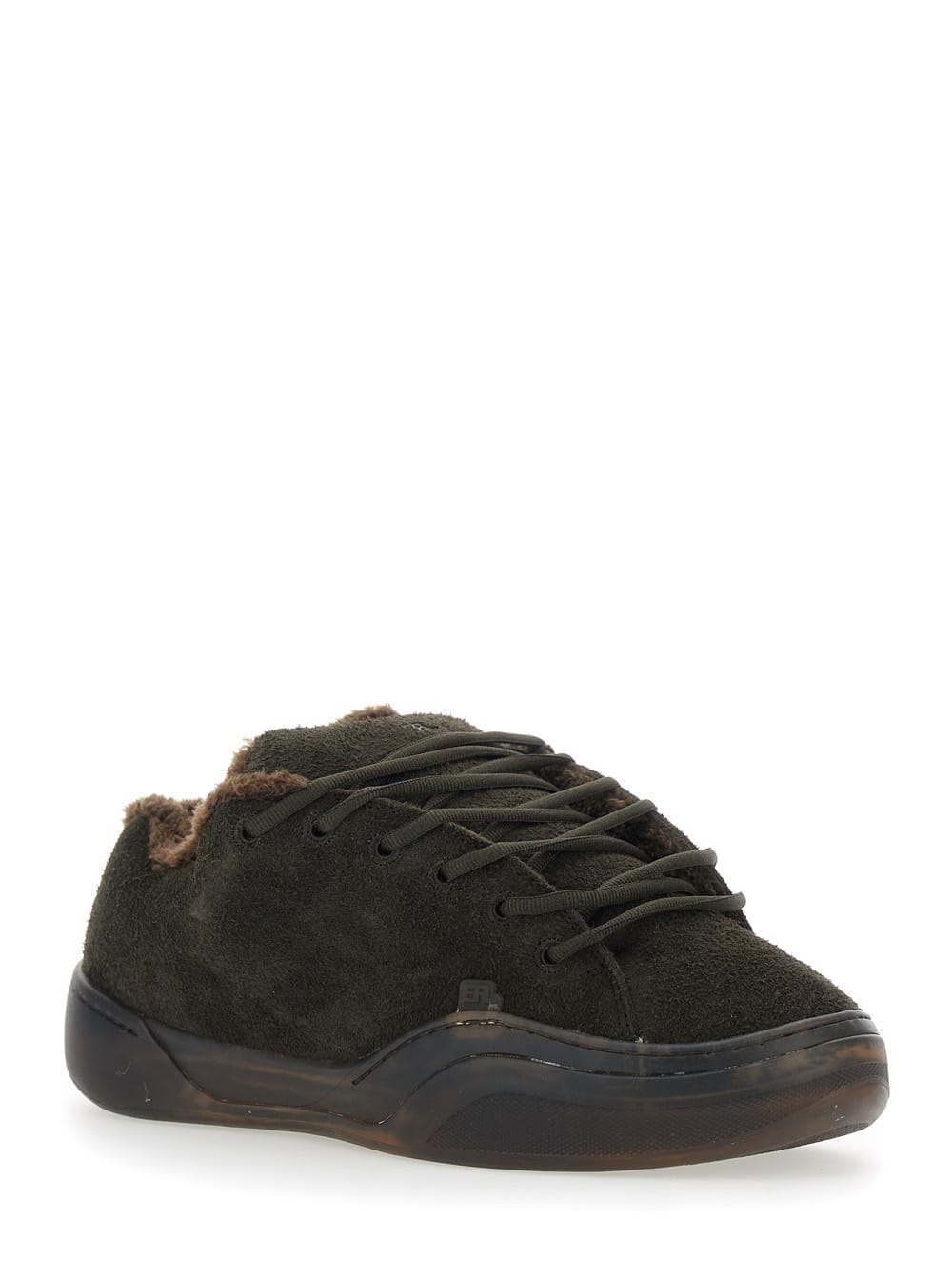 Erl Vamp Skate Brown Low-top Sneaker With Front Logo In Velvet Man In Brown