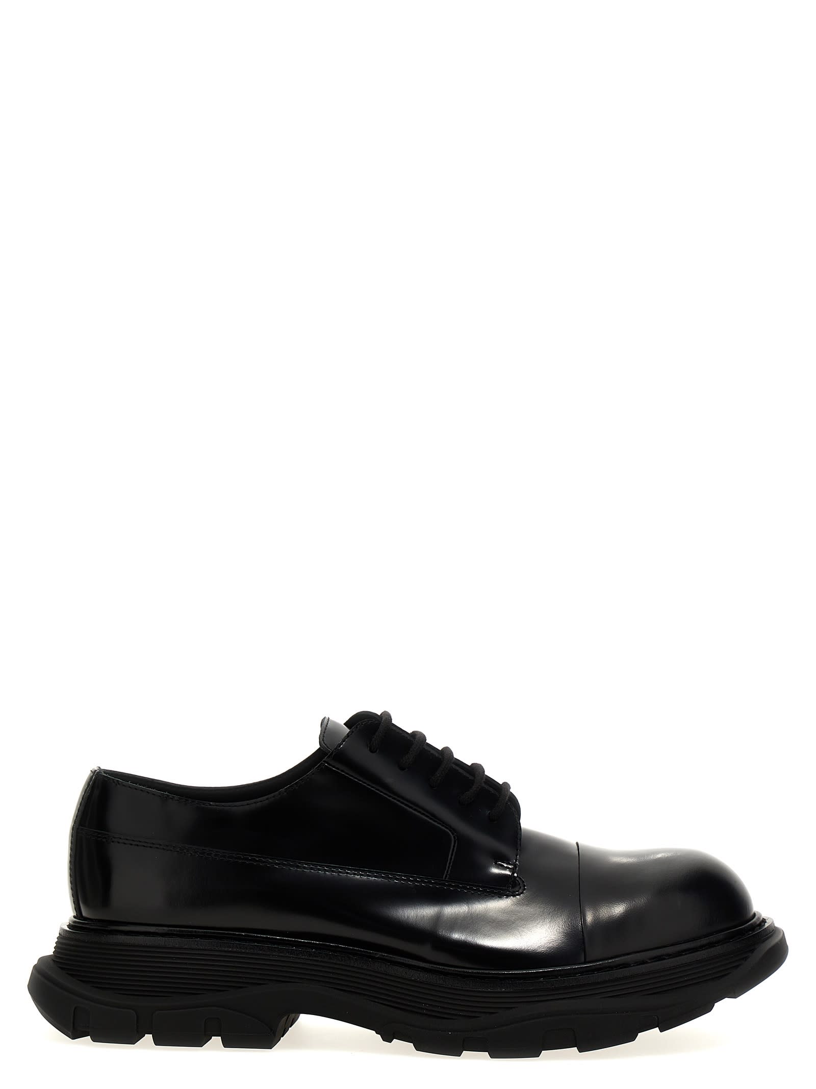 Shop Alexander Mcqueen Leather Lace-up Shoes In Black