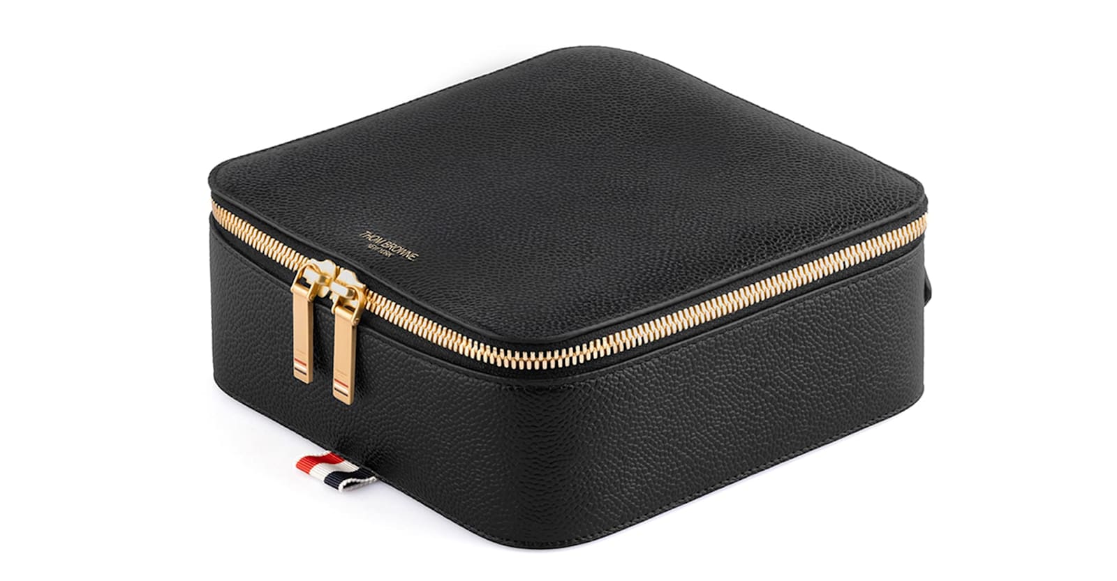 THOM BROWNE EYEWEAR LEATHER TRAVEL CASE - BLACK LUGGAGE