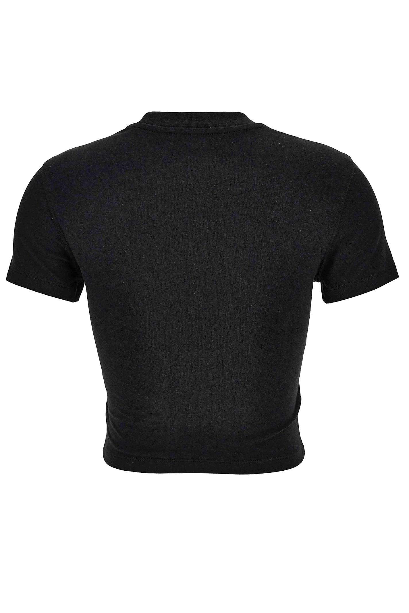 Versace Jeans Couture Black T-shirt With Butterfly And Glitter Logo In Black