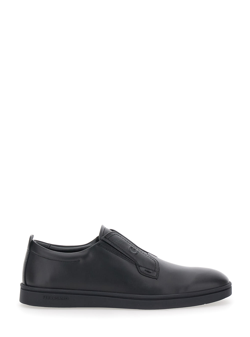 Ferragamo Slip-on Rubber Sole Shoes In Black