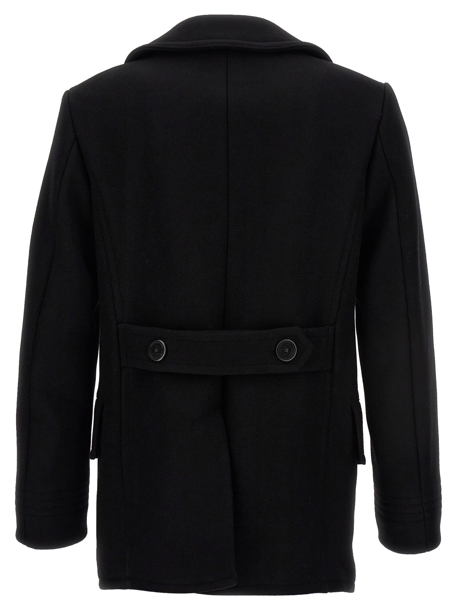 Shop Tom Ford Japan Wool Double Breast Coat In Black