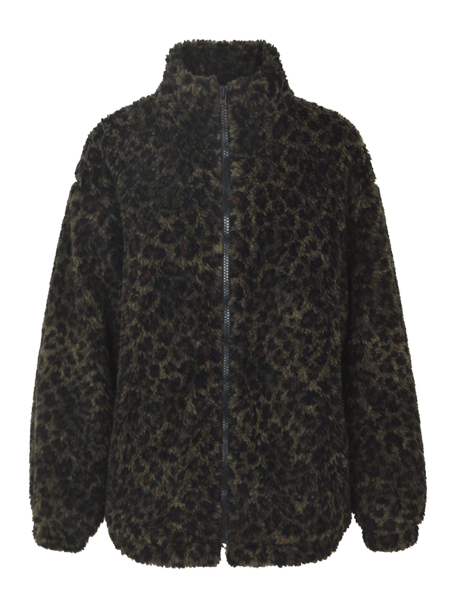 Shop Vis-a-vis High-neck Animalier Zipped Jacket In Leopard