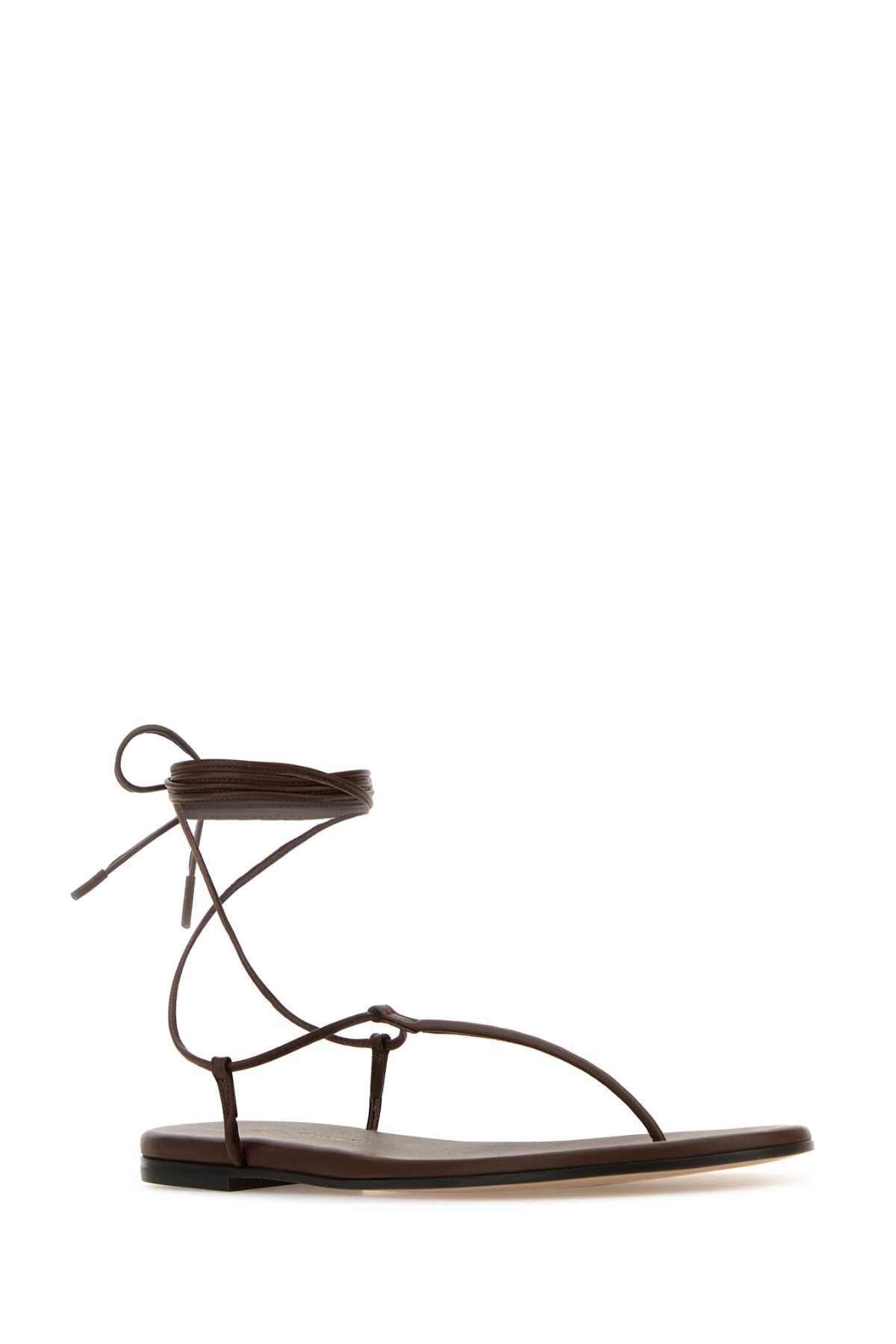 Gianvito Rossi Brown Nappa Leather Gwyneth Thong Sandals In Animal Print