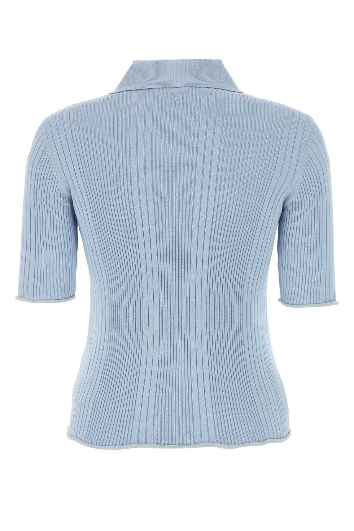 Shop Bottega Veneta Pastel Light-blue Cotton Polo Shirt In Bubble