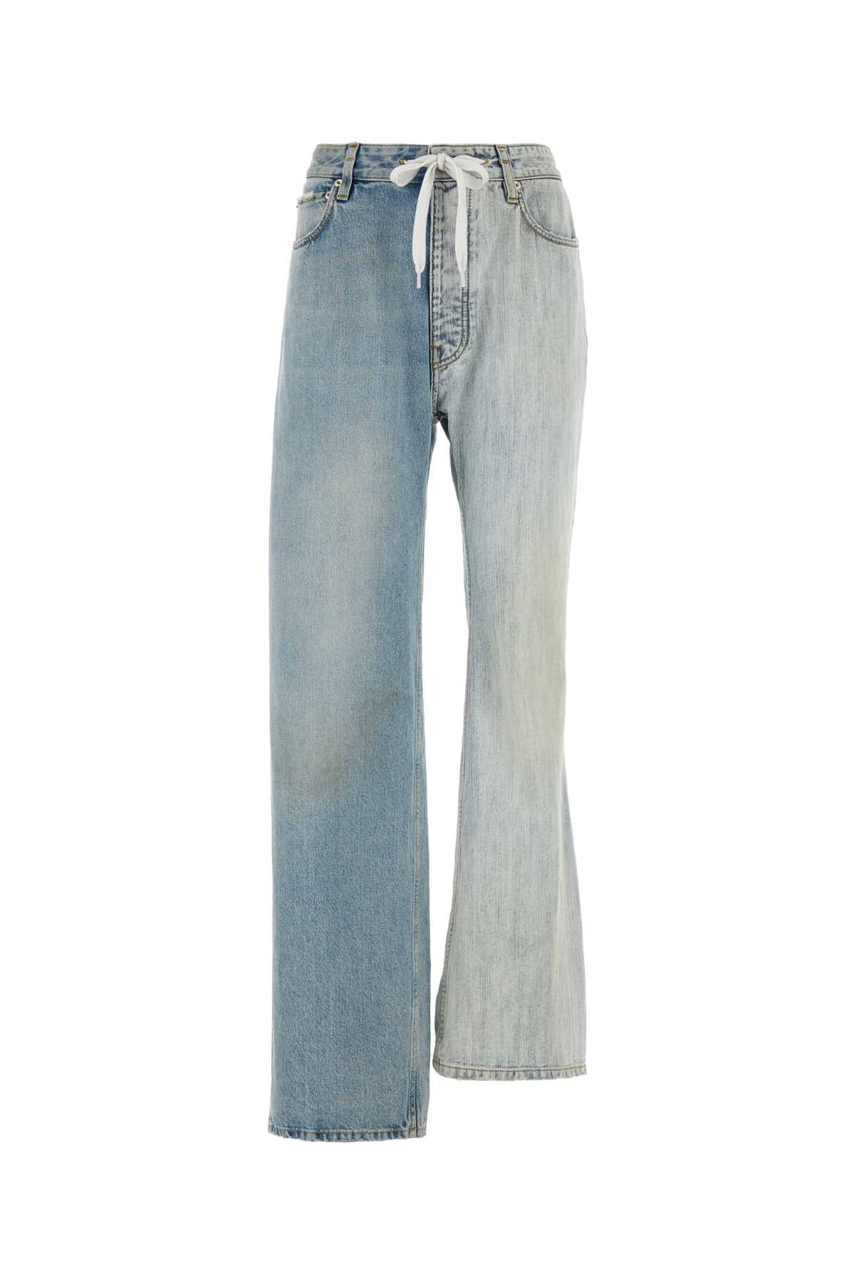 Shop Balenciaga Two-tone Denim Fifty-fifty Jeans In Iced+bleachedring