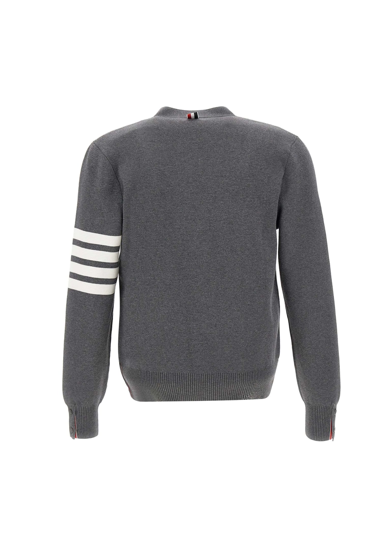 Thom Browne Milano Stitch 4bar Cotton Cardigan In Grey