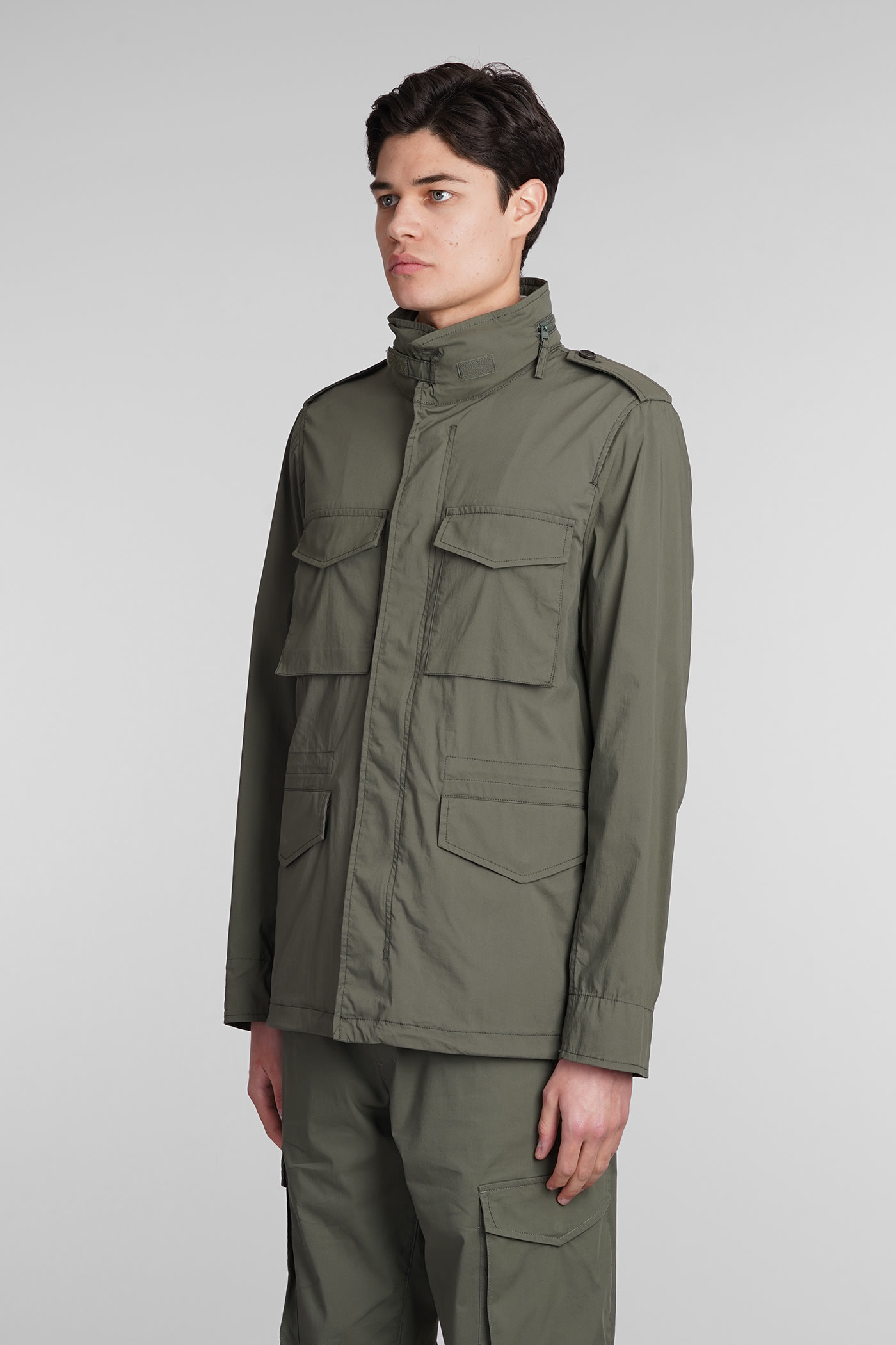 Shop Aspesi Giub. Minifield Cot Casual Jacket In Green Cotton