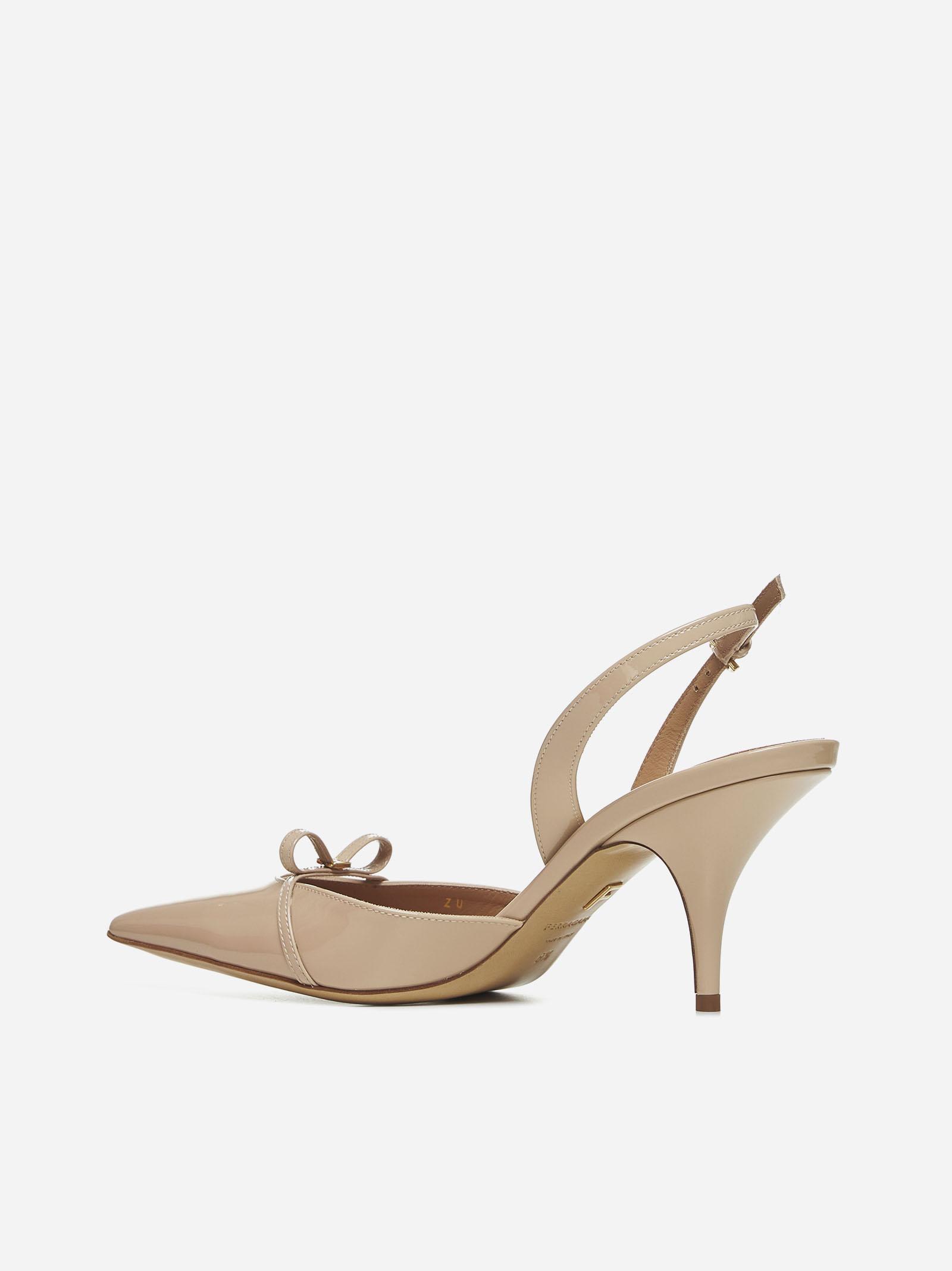 Ferragamo Gylla 70 Patent Leather Slingback Pumps In Neutral