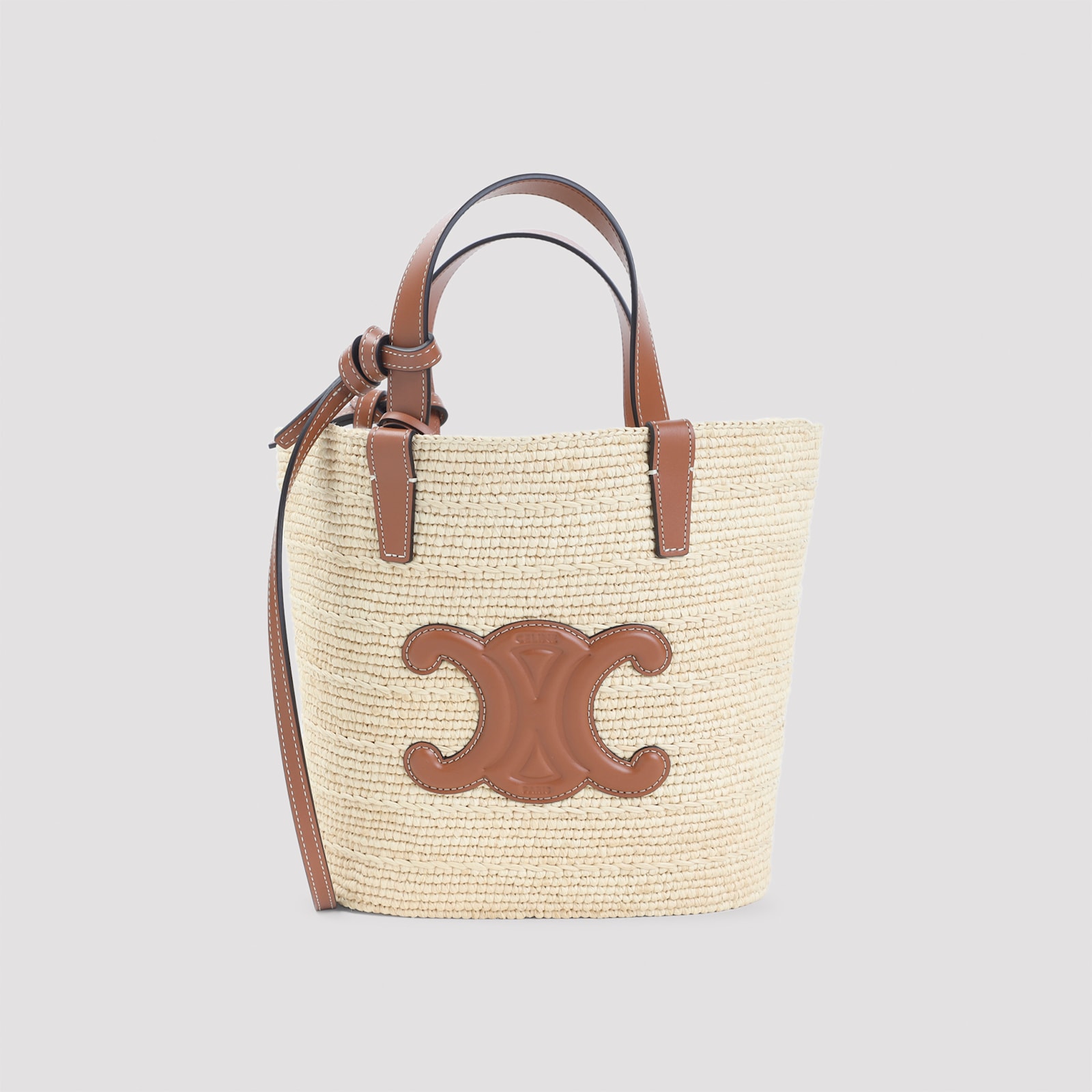 Celine Supple Straw And Leather Shoulder Bag