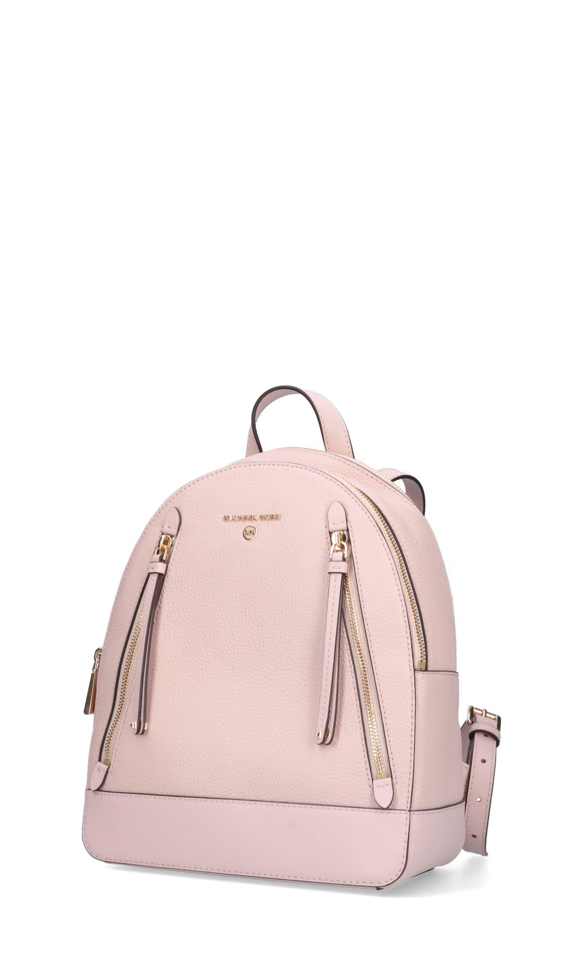 Michael Kors Brooklyn Medium Pebbled Leather Backpack Soft Pink