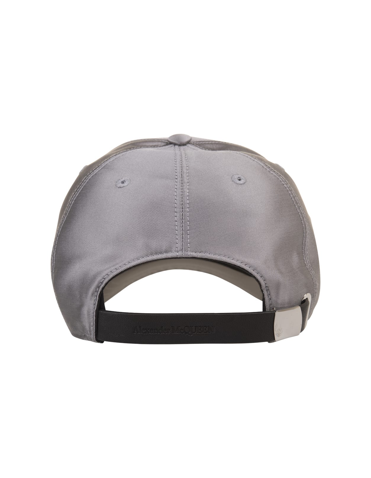 Shop Alexander Mcqueen Grey Silk Blend Baseball Cap With Front Logo