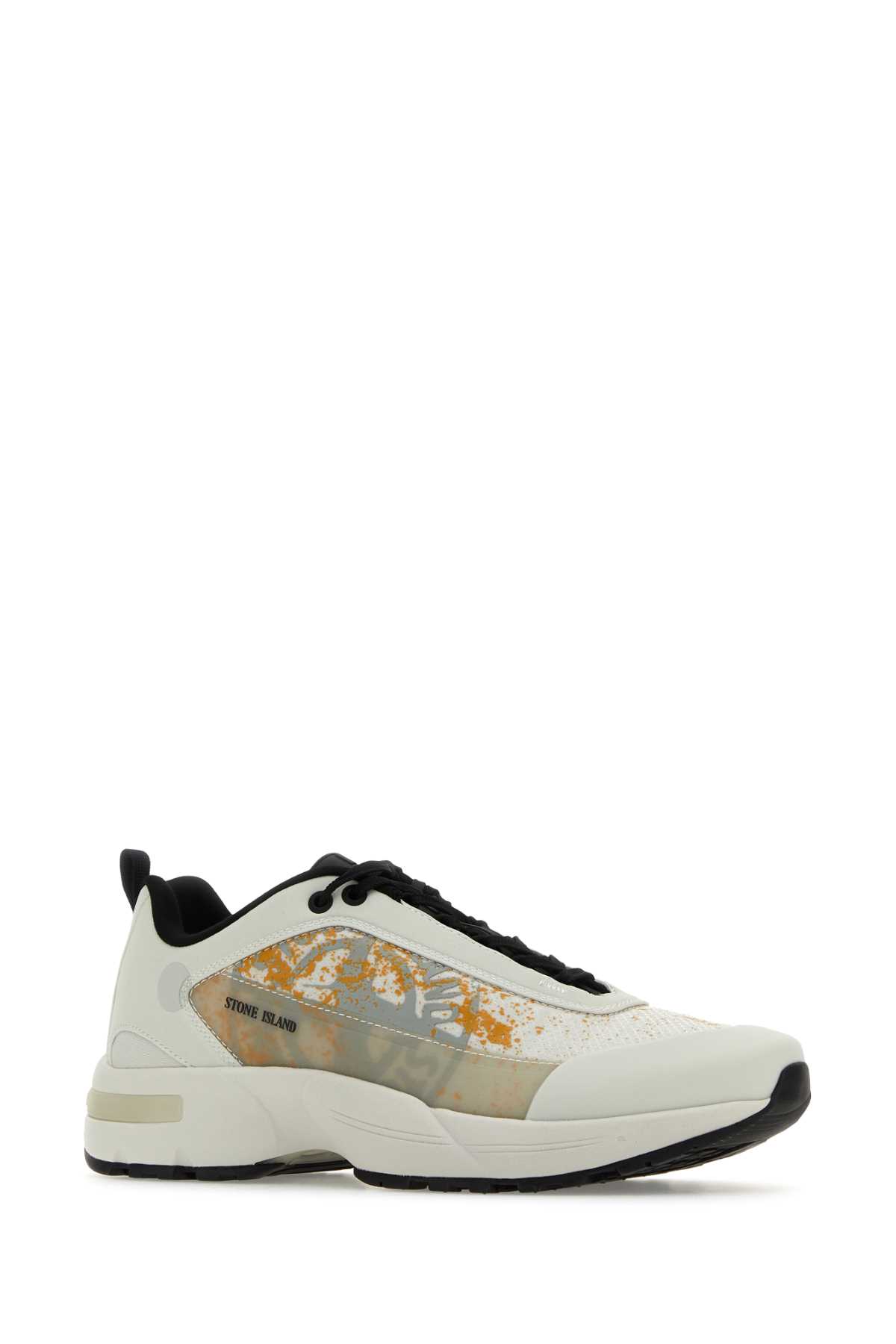 Shop Stone Island Ivory Fabric And Rubber Sneakers In V0097