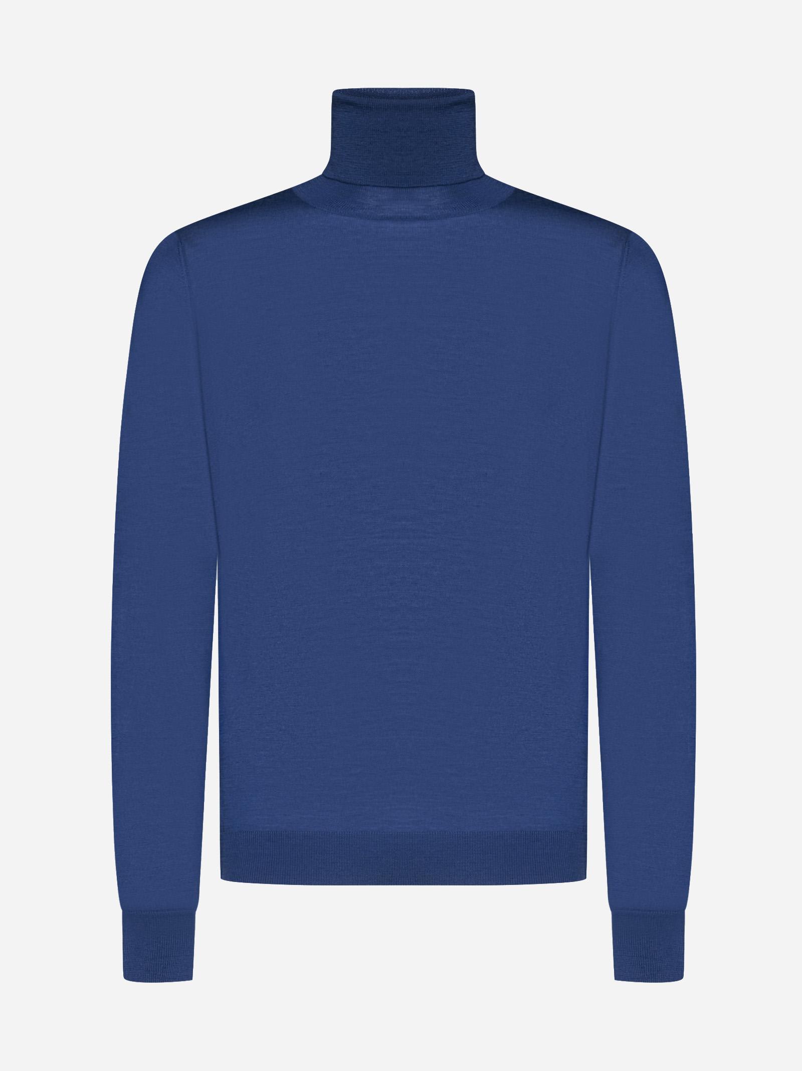 Shop Piacenza Cashmere Wool Turtleneck In Blu Avio