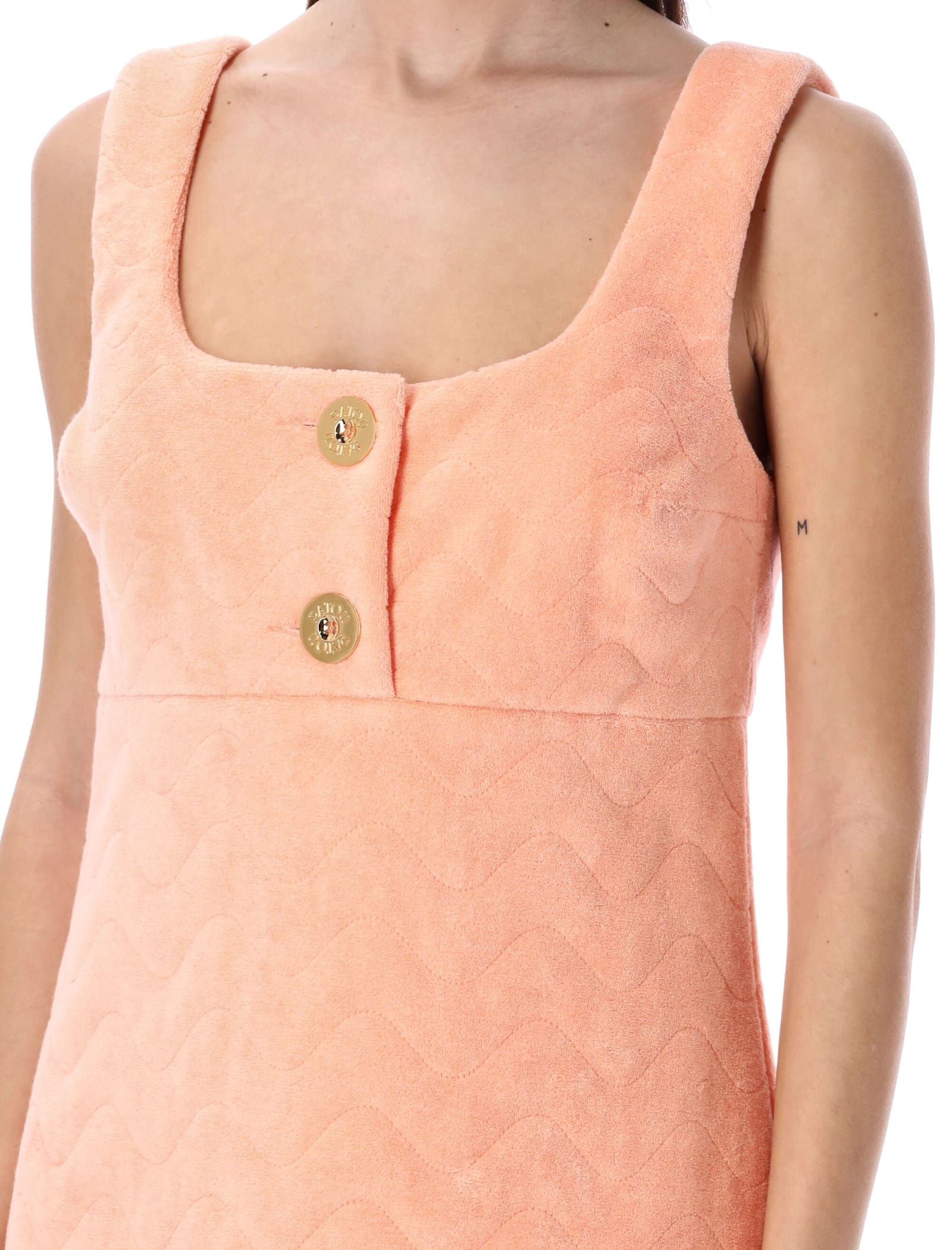 Shop Patou Quilted Mini Dress In Apricot Orange