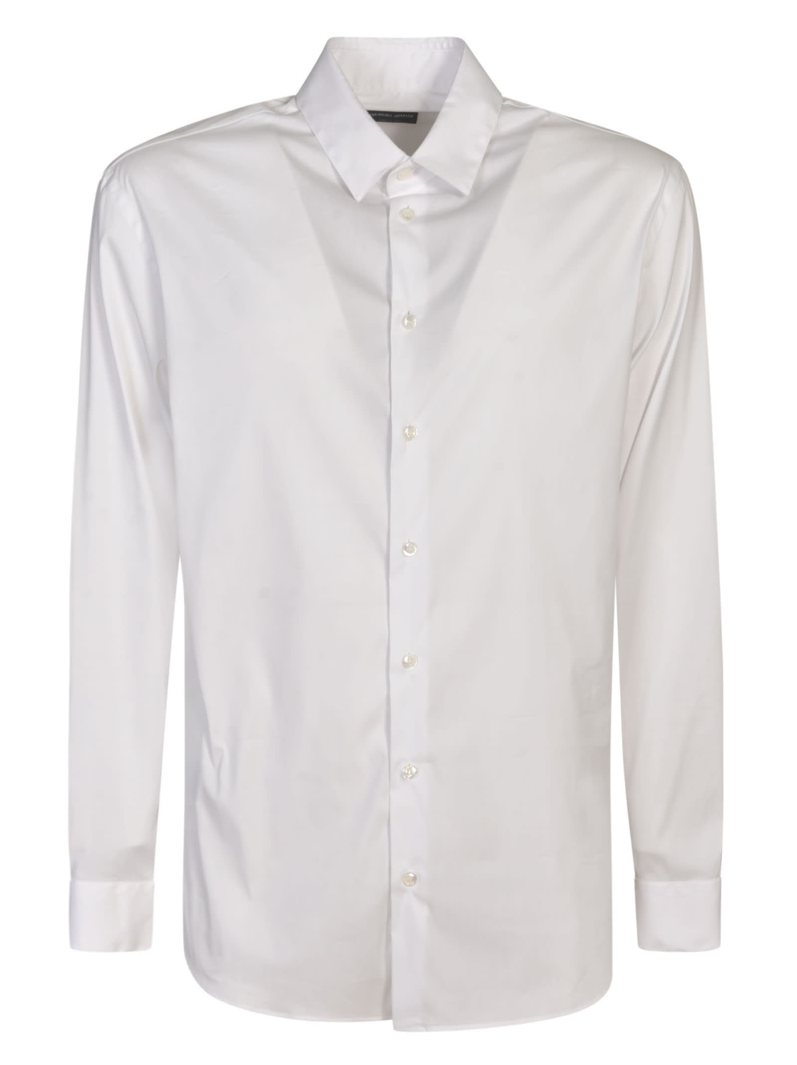 Shop Giorgio Armani Long-sleeved Buttoned Shirt In White