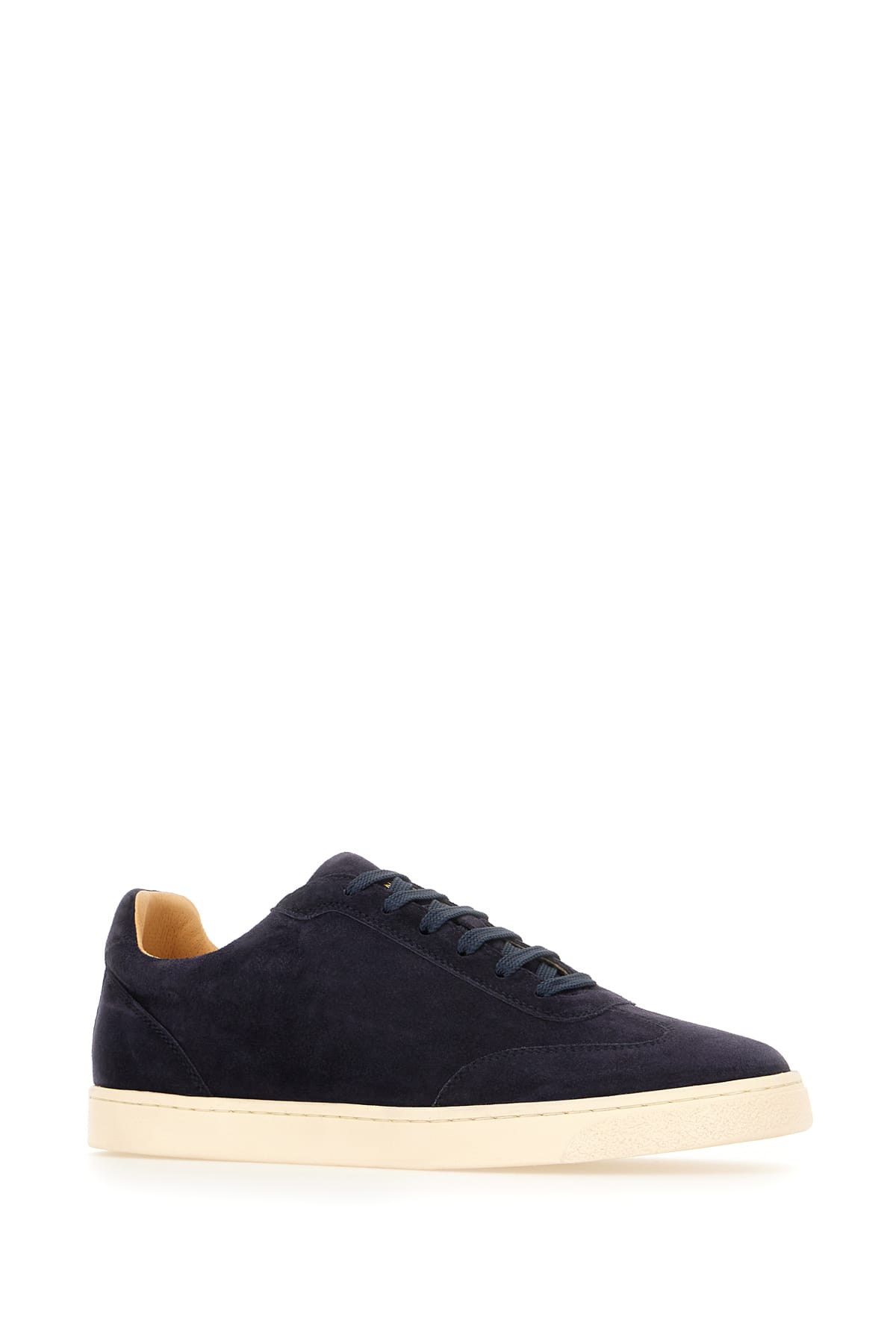 Shop Brunello Cucinelli Navy Blue Suede Sneakers In Dark Blue