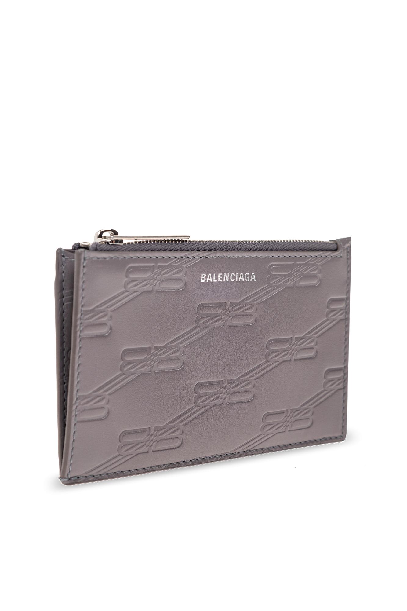 Shop Balenciaga Card Case With Logo In Grey